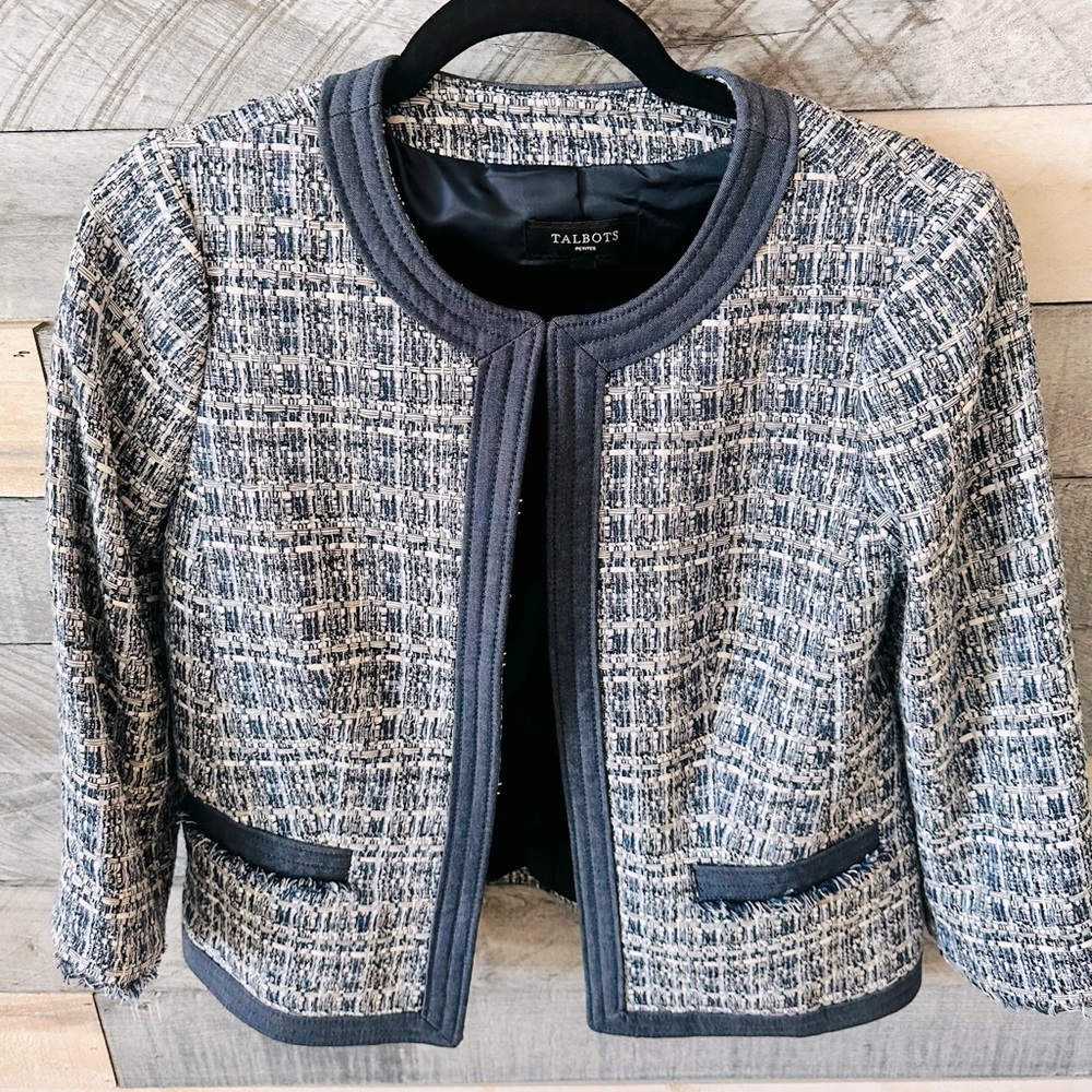 Women’s Size 8P EUC Navy Tweed Blazer